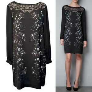 ZARA Lace Back Long Sleeve Mini Dress Sz M